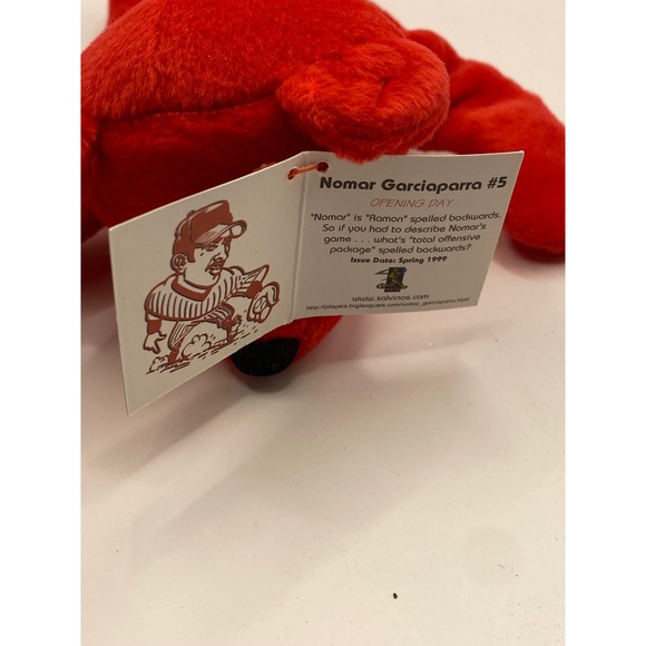 Vintage Salvinos Bammers Nomar Garciaparra 5 Opening Day Red Teddy Bear Plush - Picture 7 of 10